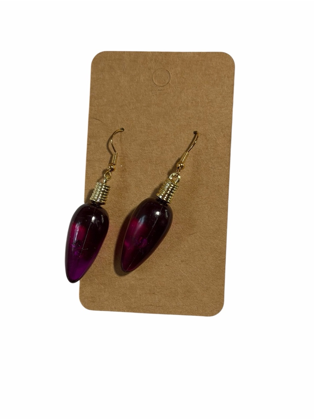 Purple Christmas Bulb Lights Novelty Earrings Handmade